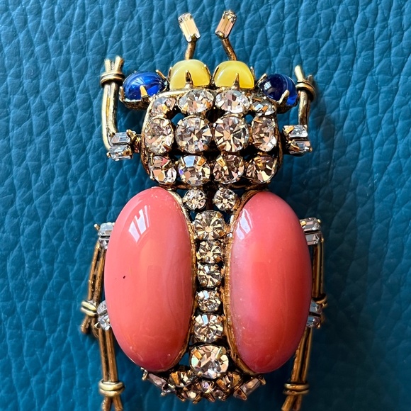 Vintage IRADJ MOINI Large Beetle Insect Bug Brooch Pin Costume Jewelry - Picture 2 of 11